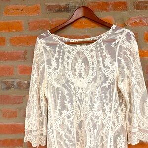 Ivory embroidered laced top, medium